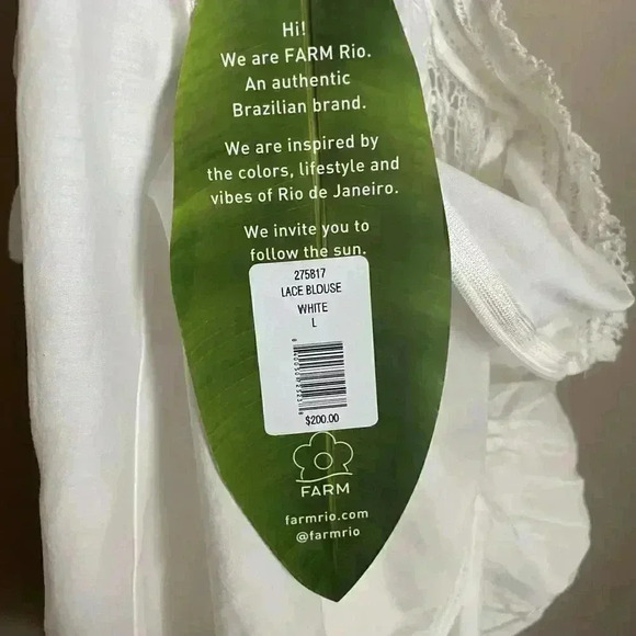 Farm Rio White Lace Blouse Size Large - Picture 12 of 13